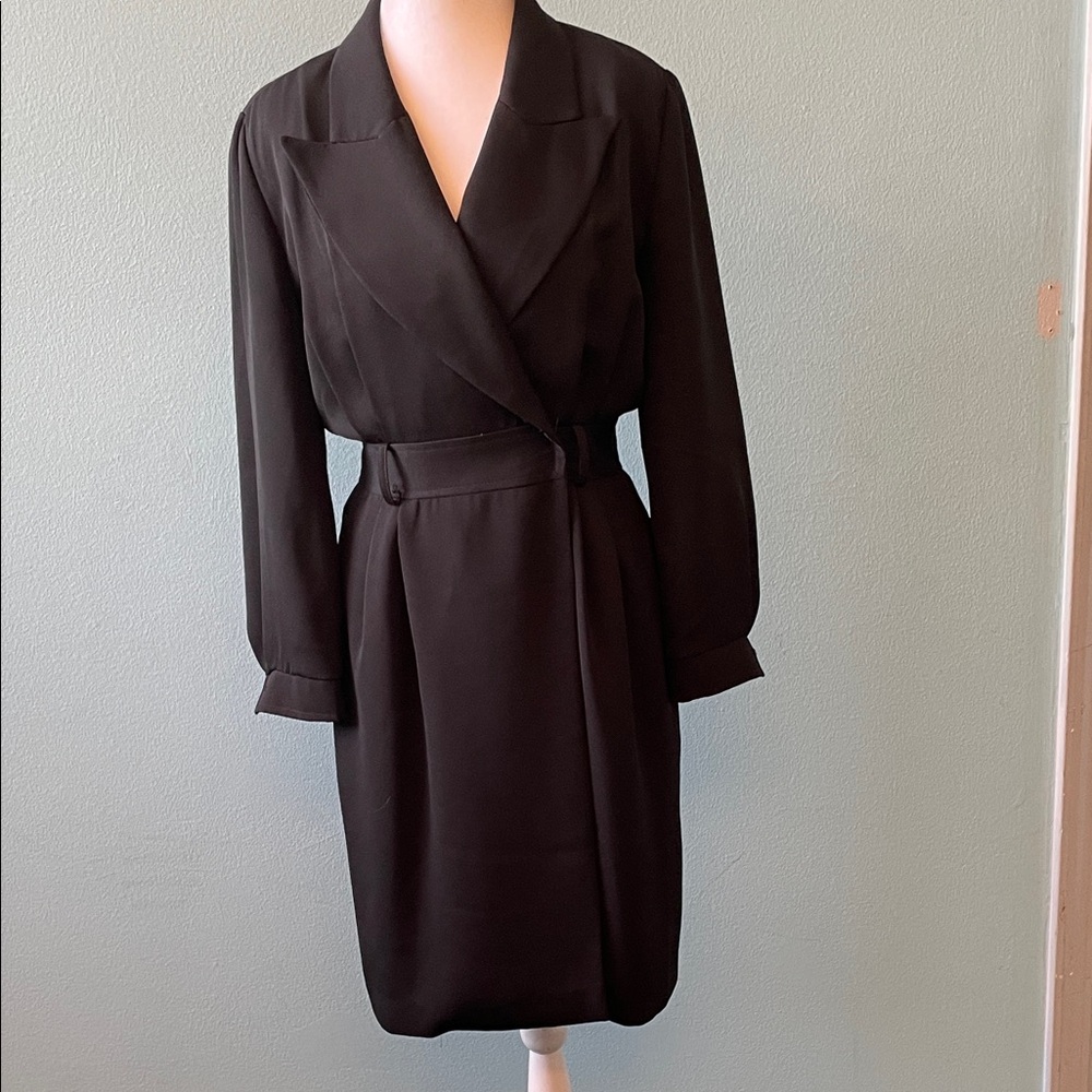 Classic Black Belted Wrap Dress - Women's